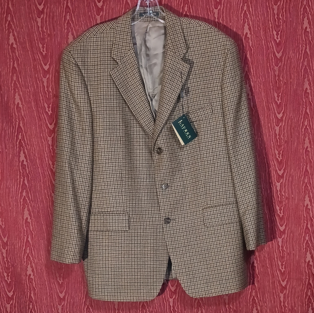 RALPH LAUREN GREEN LABEL 3 Button Long Sleeve Pure New Wool Blazer Men's Sz 44R